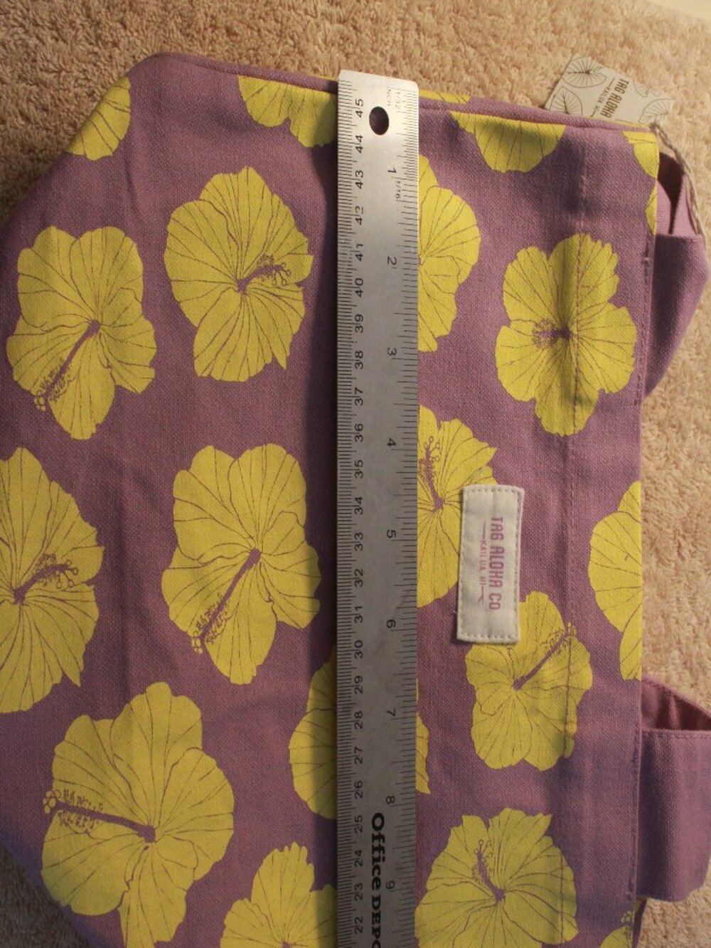 Title: Tag Aloha Co Purple and Yellow Hibiscus Tote